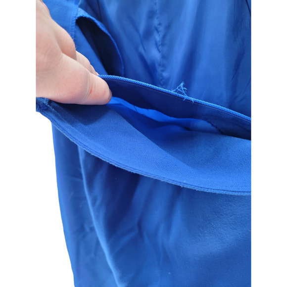 Vintage 80s Career Guild Blue One Button Boxy Blazer Midi Skirt Set Suit - Picture 12 of 17